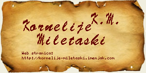 Kornelije Miletaški vizit kartica